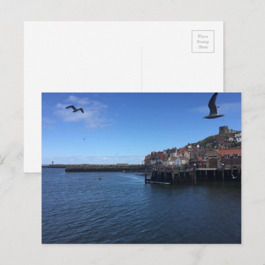 Uitzicht over Whitby Harbour, Whitby, North Yorks. Briefkaart (Voorkant / Achterkant)