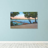 Uitzicht Owasco Yacht Club van het Owasco Lake Canvas Afdruk (Insitu (Houten vloer))