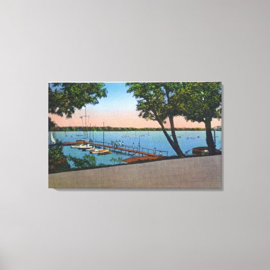 Uitzicht Owasco Yacht Club van het Owasco Lake Canvas Afdruk (Voorkant)