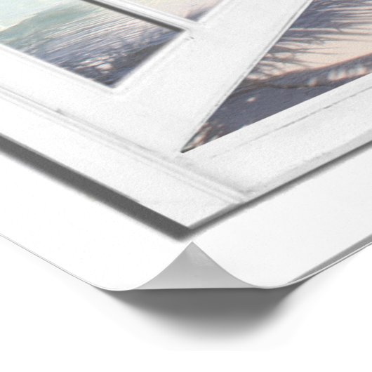 Uitzicht palmen en stralen poster (Hoek)