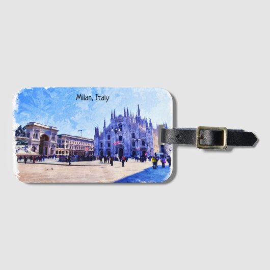 Uitzicht Panorama kathedraal van Milaan Bagagelabel (Voorkant (horizontaal))