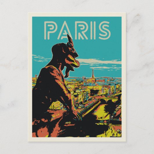 Uitzicht Parijs Frankrijk met gargoyle Briefkaart (Voorkant)