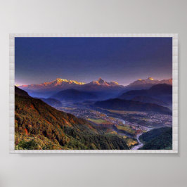 Uitzicht POKHARA Nepal: CRYSTAL-grens Poster