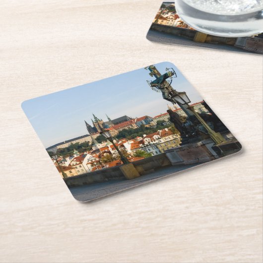 Uitzicht Prague Castle van Charles bridge, Tsjechi Kartonnen Onderzetters (Schuin)