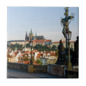 Uitzicht Prague Castle van Charles bridge, Tsjechi Tegeltje (Voorkant)