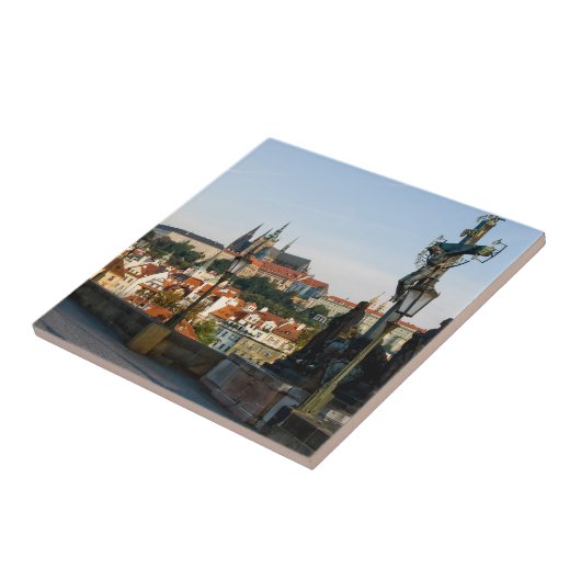 Uitzicht Prague Castle van Charles bridge, Tsjechi Tegeltje (Zijkant)