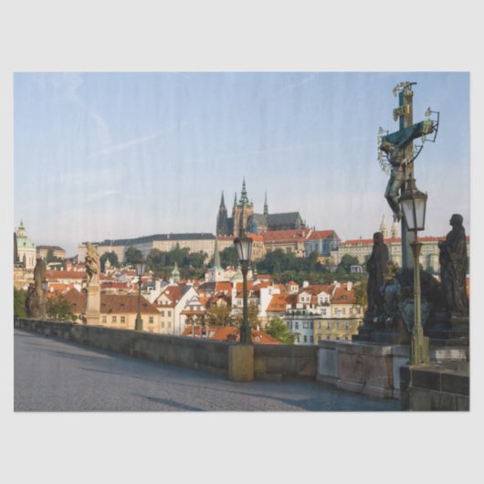 Uitzicht Prague Castle van Charles bridge, Tsjechi Tissuepapier (Voorkant)