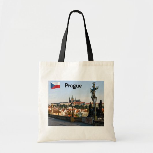 Uitzicht Prague Castle van Charles bridge, Tsjechi Tote Bag (Voorkant)