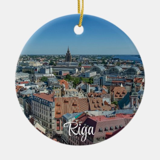 Uitzicht Riga van bovenaf Keramisch Ornament (Voorkant)