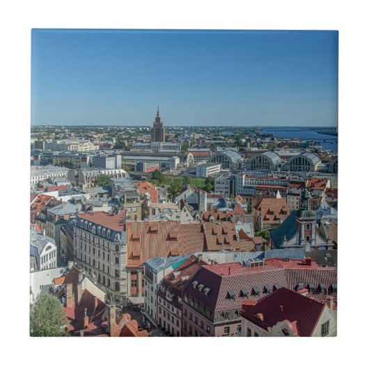 Uitzicht Riga van bovenaf Tegeltje (Voorkant)