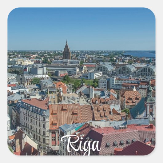 Uitzicht Riga van bovenaf Vierkante Sticker (Voorkant)