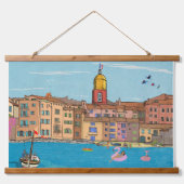 Uitzicht Saint-Tropez Habour Franse Riviera Frankr Hangend Wandkleed (Voorkant)
