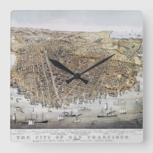 Uitzicht San Francisco, 1878 Vierkante Klok