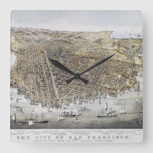 Uitzicht San Francisco, 1878 Vierkante Klok (Voorkant)