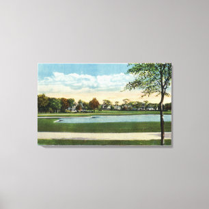 Uitzicht Seaside Park Mirror Lake Canvas Afdruk