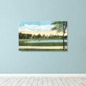 Uitzicht Seaside Park Mirror Lake Canvas Afdruk (Insitu (Houten vloer))
