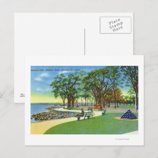 Uitzicht Seaside Park Seawall Walk Briefkaart (Voorkant / Achterkant)