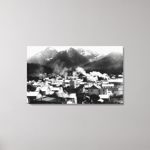 Uitzicht Sitka, Alaska met piramide Canvas Afdruk