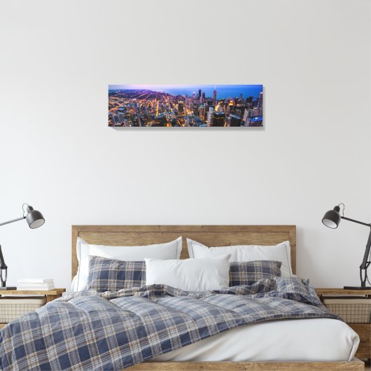 Uitzicht Skyline Canvas, centrum van Chicago Canvas Afdruk (Insitu (Slaapkamer))