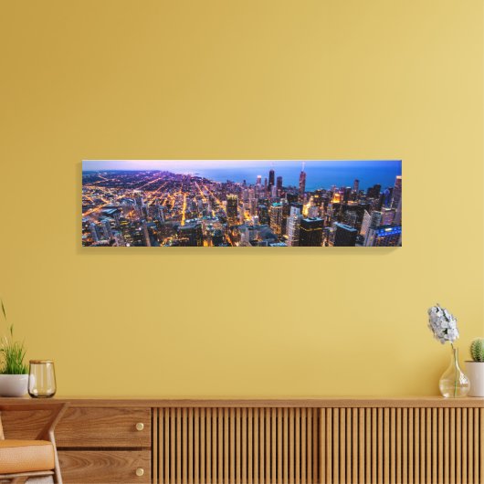 Uitzicht Skyline Canvas, centrum van Chicago Canvas Afdruk (Insitu (Woonkamer))