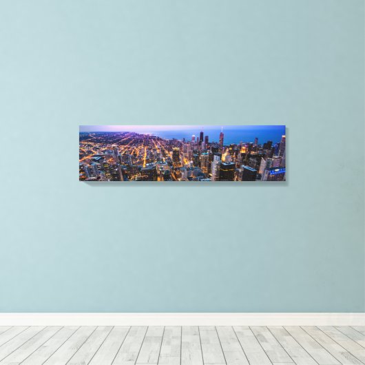 Uitzicht Skyline Canvas, centrum van Chicago Canvas Afdruk (Insitu (Houten vloer))