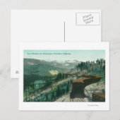 Uitzicht sneeuwblazen over treinstramen in bergen briefkaart (Voorkant / Achterkant)