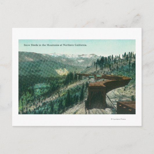 Uitzicht sneeuwblazen over treinstramen in bergen briefkaart (Voorkant)