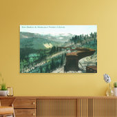 Uitzicht sneeuwblazen over treinstramen in bergen canvas afdruk (Insitu (Woonkamer))