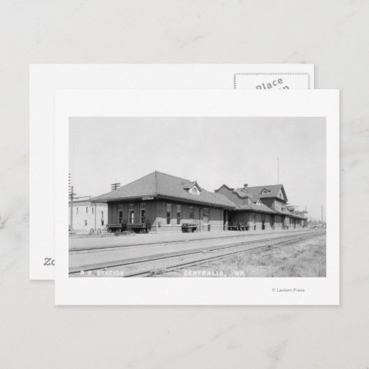 Uitzicht spoorwegstation briefkaart (Voorkant / Achterkant)