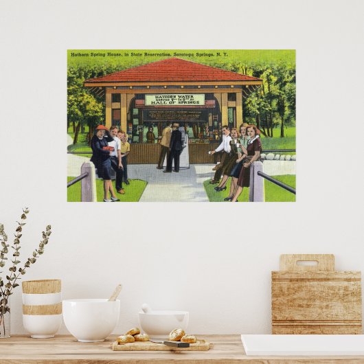 Uitzicht toeristen in het Hathorn Spring House Poster (Keuken)