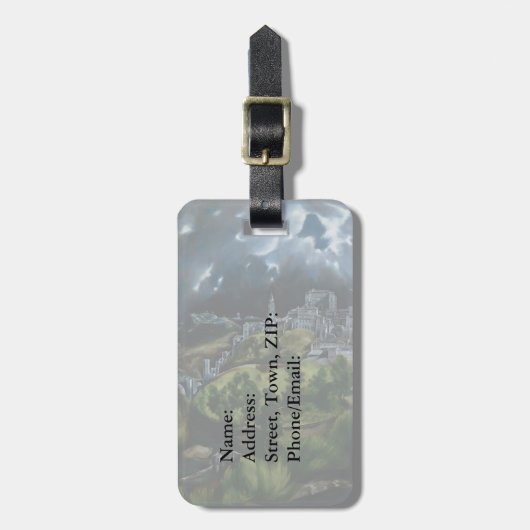 Uitzicht Toledo van El Greco Bagagelabel (Voorkant verticaal)