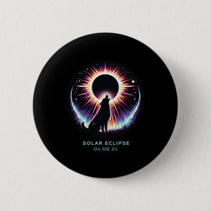 Uitzicht totaliteit april 8 2024 Astronomie Dog Ho Ronde Button 5,7 Cm