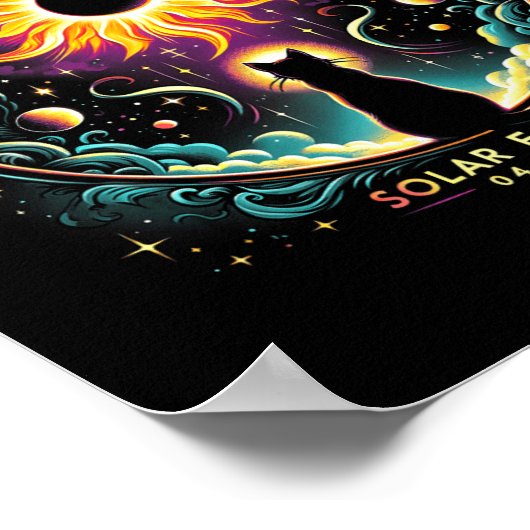 Uitzicht Totaliteit April 8 2024 Solar Eclipse Cat Poster (Hoek)