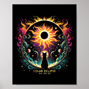 Uitzicht Totaliteit April 8 2024 Solar Eclipse Cat Poster