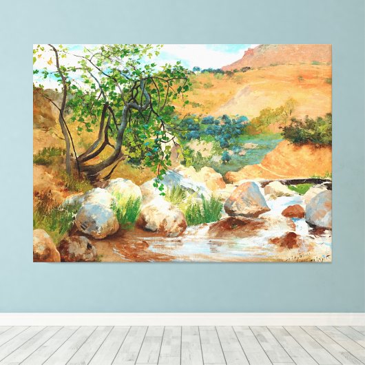 Uitzicht Trees Rocks Mountain Canvas Afdruk (Insitu (Houten vloer))