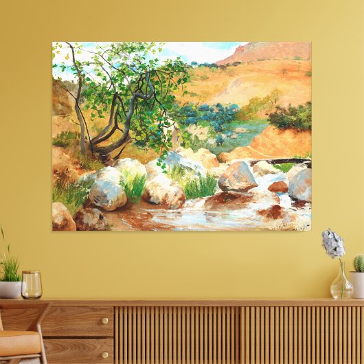 Uitzicht Trees Rocks Mountain Canvas Afdruk (Insitu (Woonkamer))