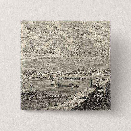 Uitzicht Tripoli Vierkante Button 5,1 Cm (Voorkant)