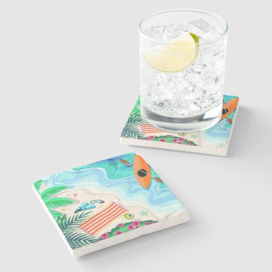 Uitzicht Tropisch strand antenne Stenen Onderzetter (Zijkant)