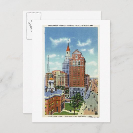 Uitzicht Trust Bldg en Travelers Tower Briefkaart (Voorkant / Achterkant)