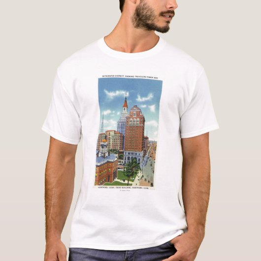 Uitzicht Trust Bldg en Travelers Tower T-shirt (Voorkant)
