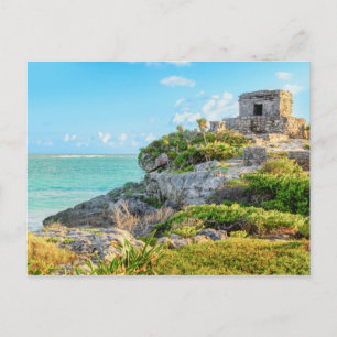 Uitzicht Tulum Ruins, God of Winds Temple, Mexico Briefkaart
