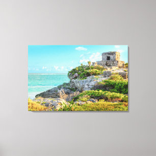 Uitzicht Tulum Ruins, God of Winds Temple, Mexico Canvas Afdruk