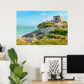 Uitzicht Tulum Ruins, God of Winds Temple, Mexico Poster (Thuiskantoor)