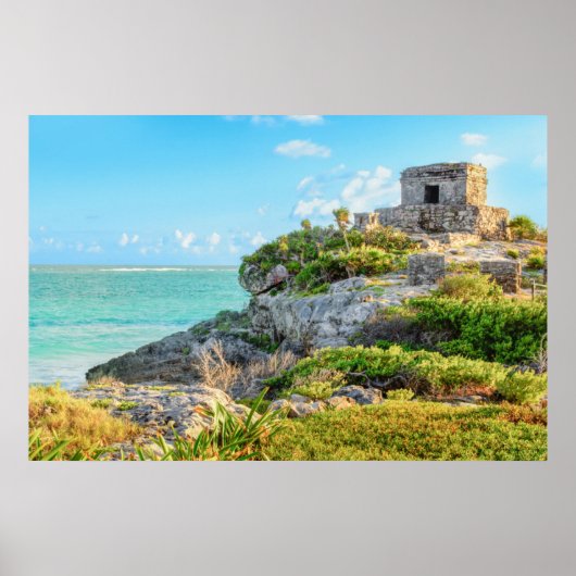 Uitzicht Tulum Ruins, God of Winds Temple, Mexico Poster (Voorkant)