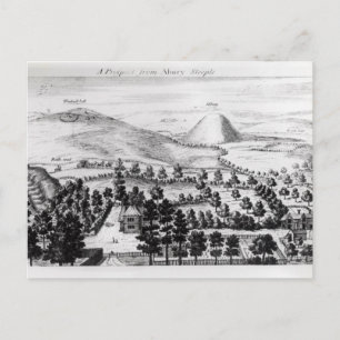 Uitzicht uit Avebury steeple of Silbury Hill Briefkaart