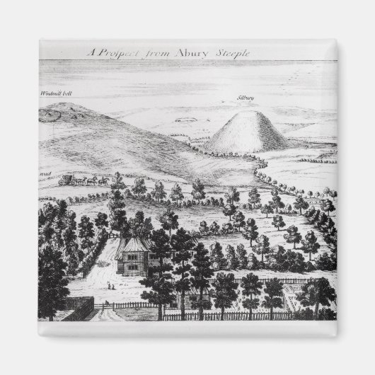 Uitzicht uit Avebury steeple of Silbury Hill Magneet (Voorkant)
