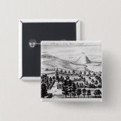 Uitzicht uit Avebury steeple of Silbury Hill Vierkante Button 5,1 Cm (Voorkant /achterkant)