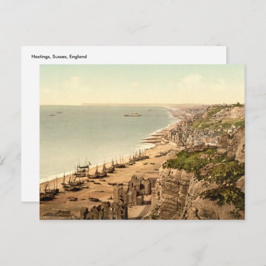 Uitzicht uit East Cliff, Hastings, Sussex Briefkaart (Voorkant / Achterkant)