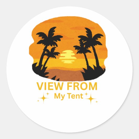 Uitzicht uit Mijn Tent – Camping Ronde Sticker (Voorkant)
