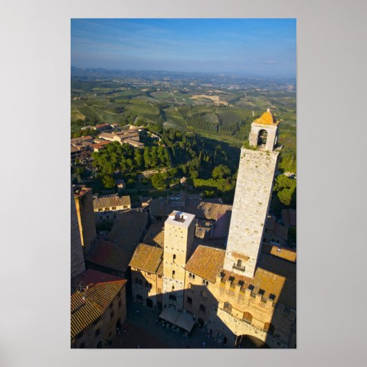 Uitzicht uit Tower, San Gimignano, Siena, Toscane Poster (Voorkant)
